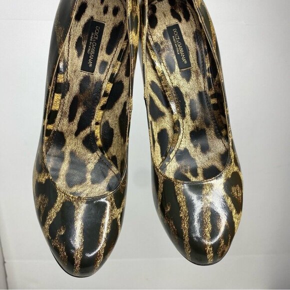 Dolce & Gabbana Women’s Patent Leather Animal Leopard Print Pumps EU 38 - Picture 3 of 16